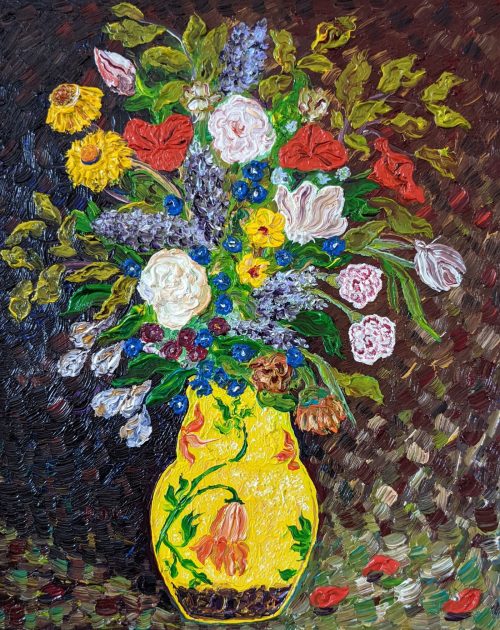 Mansfield-Deni-Art Nouveau Vase with Wild Garden Flowers